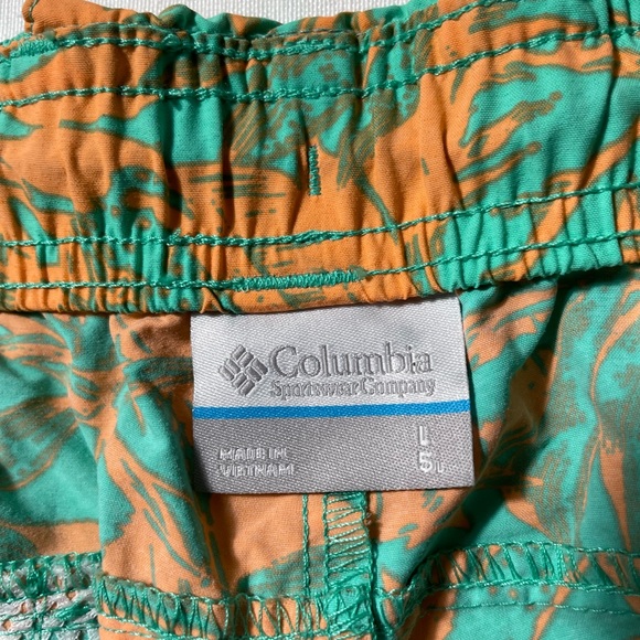 Columbia PFG Super backcast water shorts electric turquoise Hawaiian print L - Picture 8 of 10